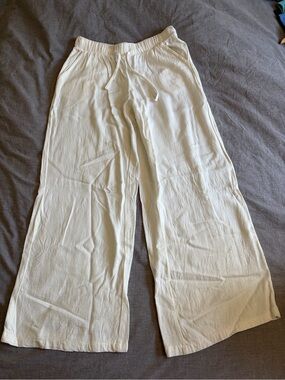 SHEIN Cream Wide-Leg Drawstring Pants
